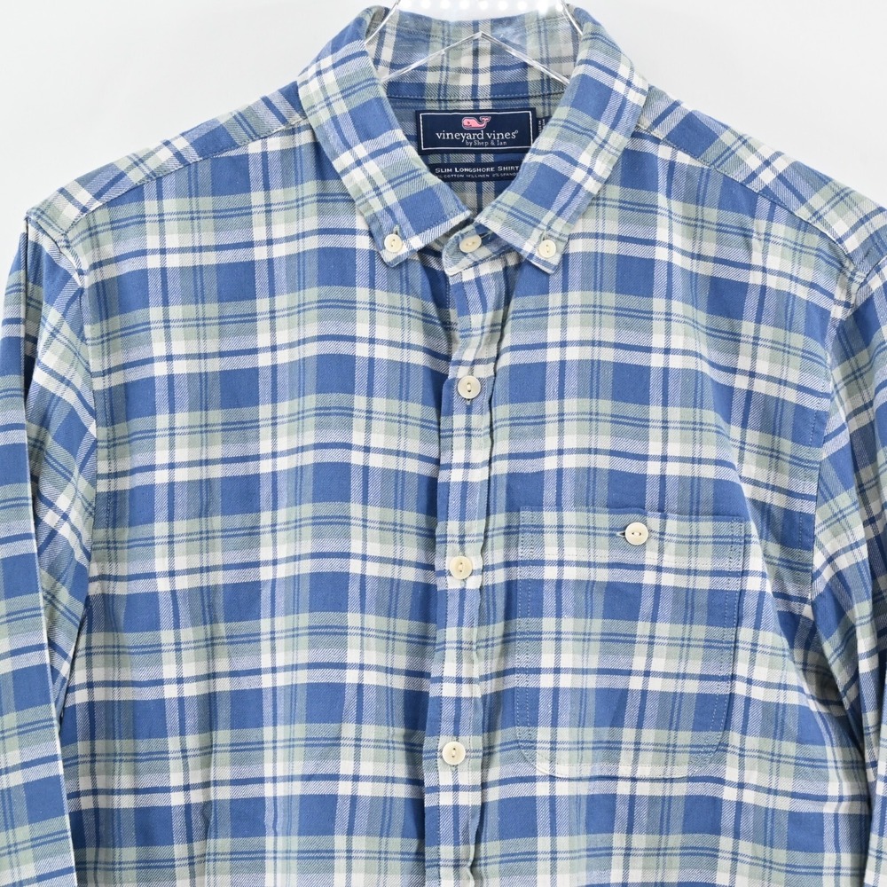 VINEYARD VINES Mens Plaid Shirt Size M Slim Longshore Blue Green Button Casual - Picture 8 of 11